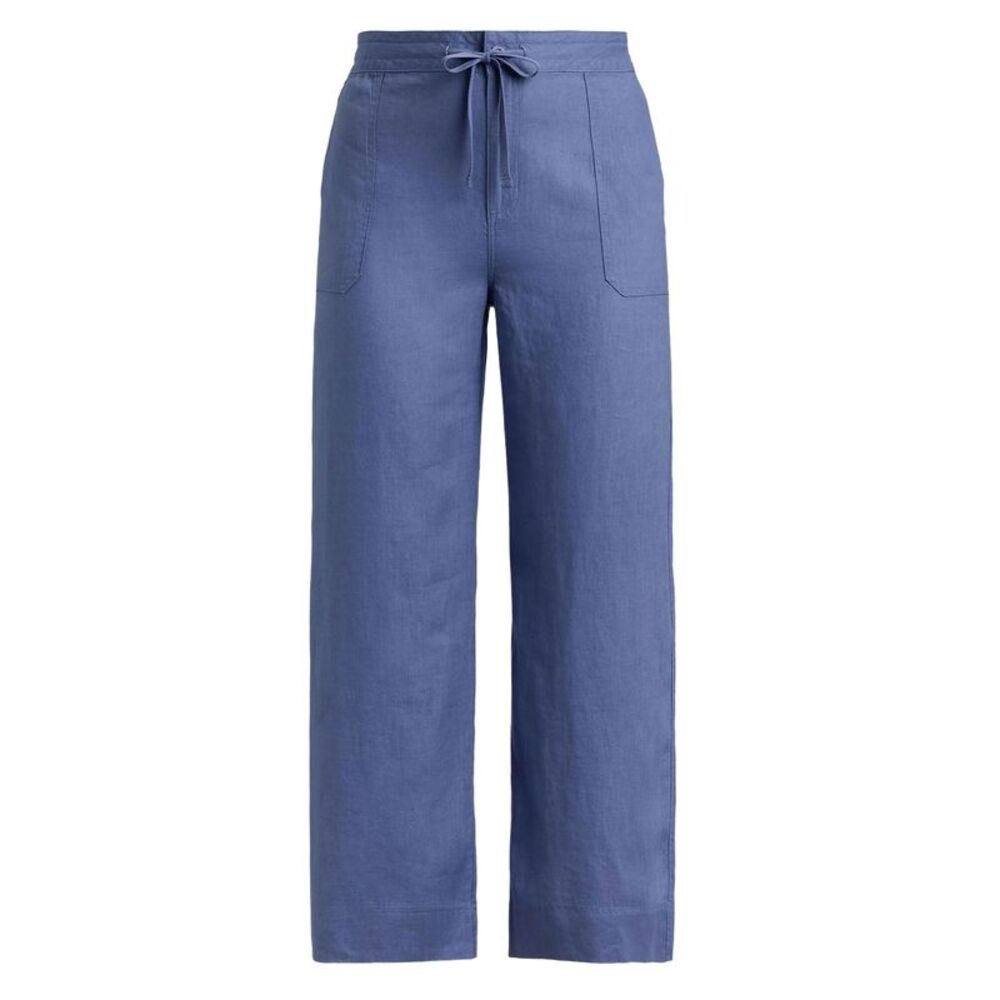 Lauren Ralph Lauren Womens Wide-Leg Linen Pants 16 Carson Blue - NWT